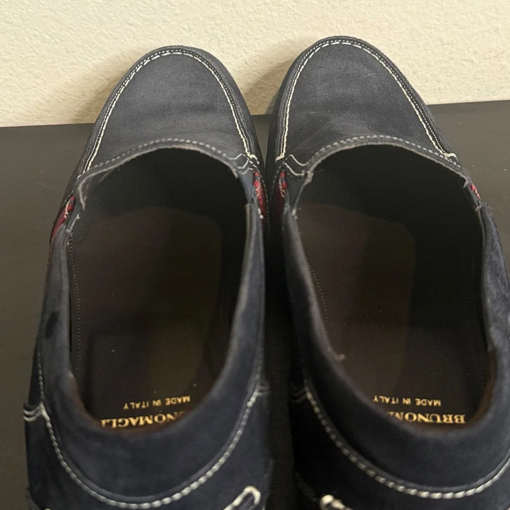 Bruno Magli Balestra Loafers Mens 11 M Navy Blue Suede Italian Slip On Shoes